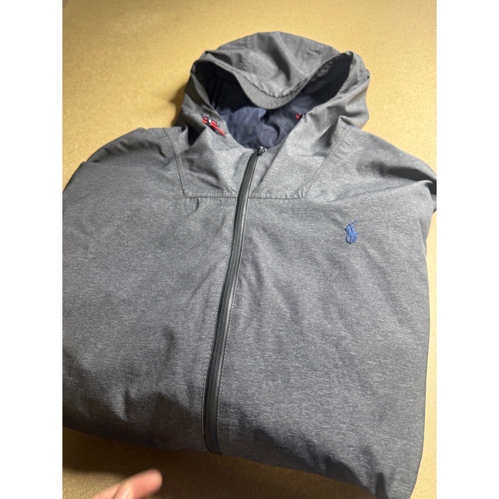 Polo Ralph Lauren Mens XXL Grey Hooded Windbreaker Full Zip Jacket‎ Lightweight